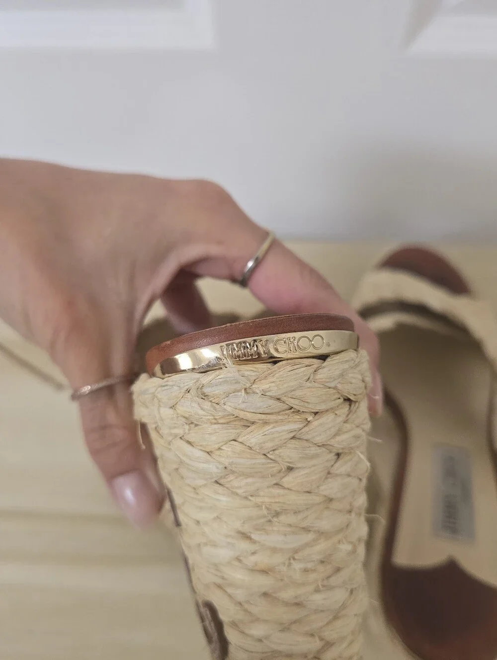 Jimmy Choo Dovina 100 Raffia Wedge Sandals Size EU 40/US 9.5 - Picture 8 of 13